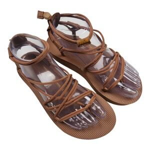 Teva Women's Sz 6 Midform Infinity Platform Sandals Lion Brown Strappy